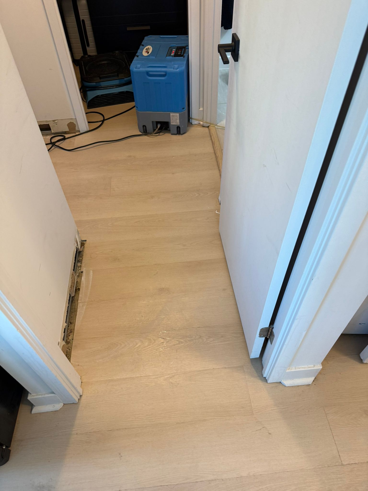 Water damage restoration equipment deployed at Ajax Ontario property