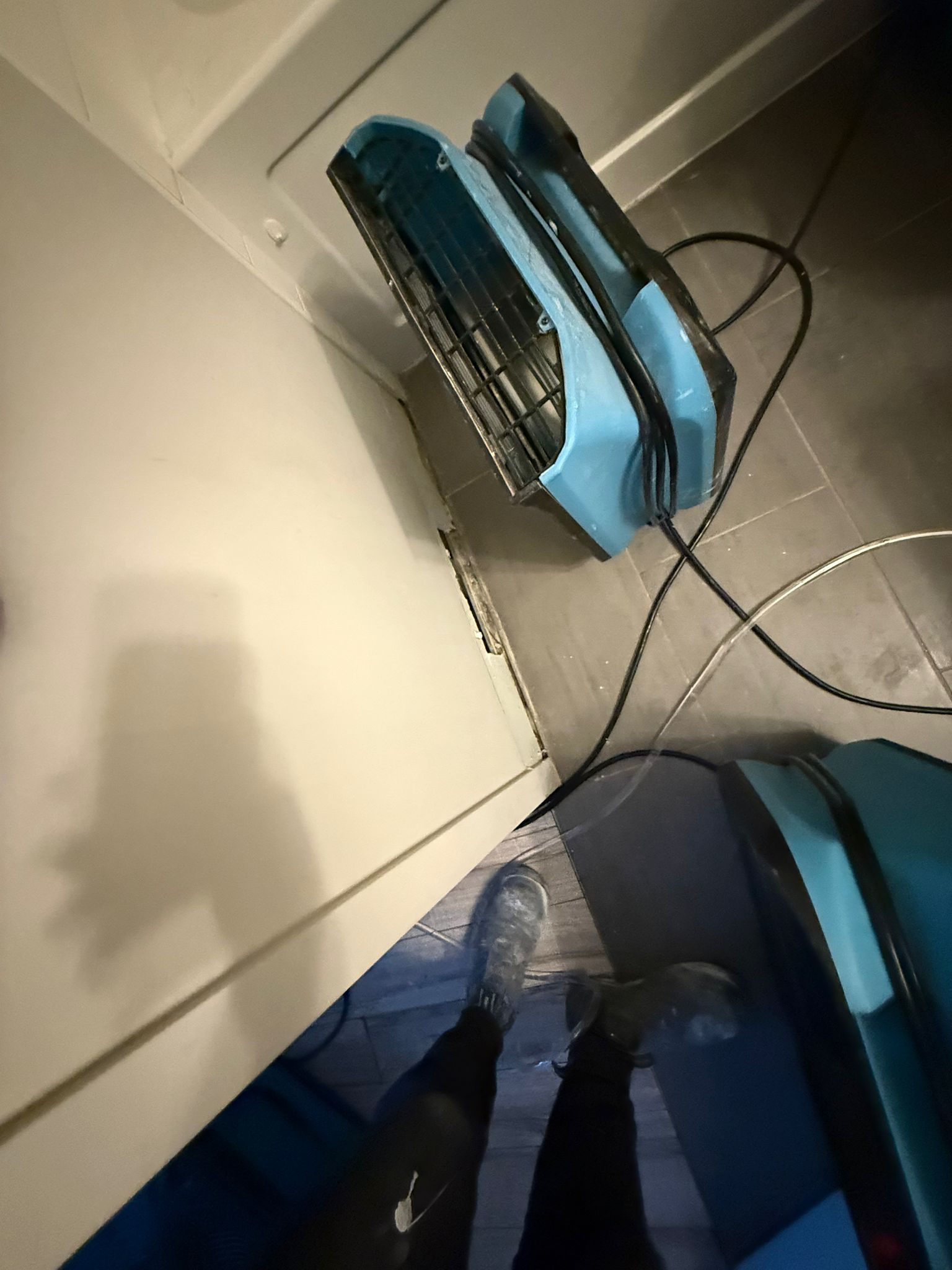 Industrial air movers used for structural drying after flood damage